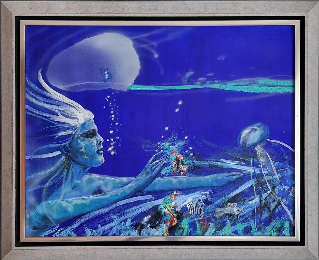 Bildliche Interpretation Eintauchen ins Meer